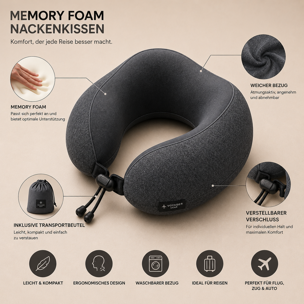 Memory Foam Nackenkissen